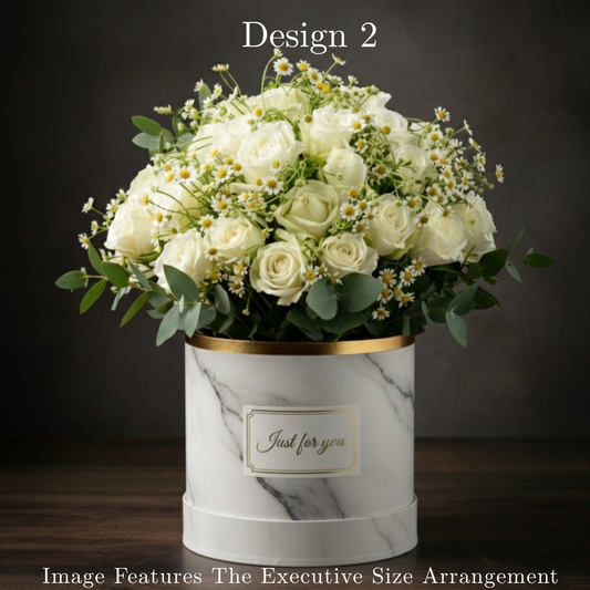 Hat box Roses - White Rose Hat Box