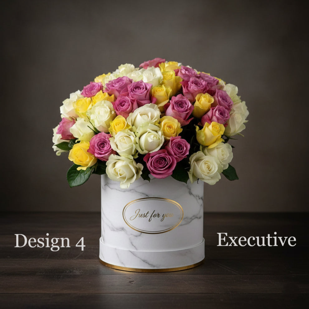 Hat Box Roses - Mixed Coloured Rose Hat Boxes