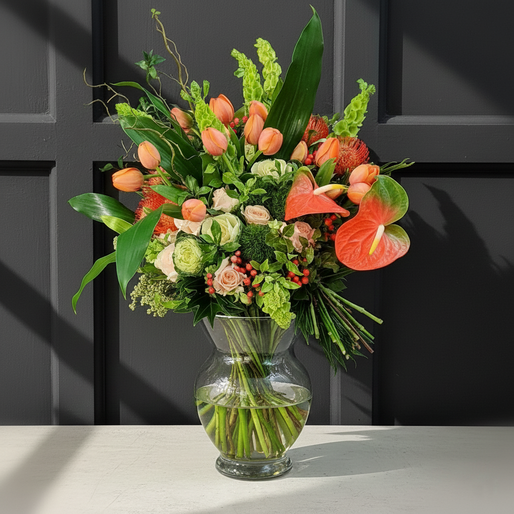 Flower Bunch - Peach Apricot Coral Coloured Hostess Bunch