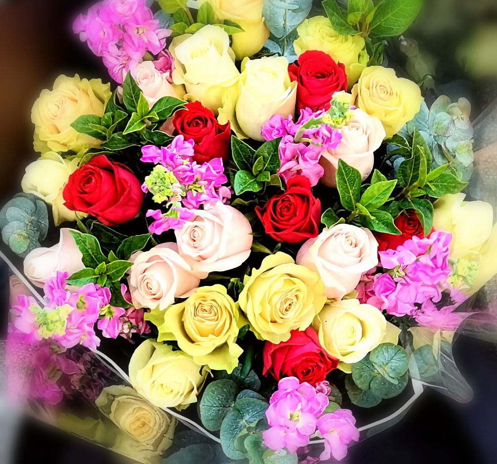 Classic Mixed Coloured Rose Bunch