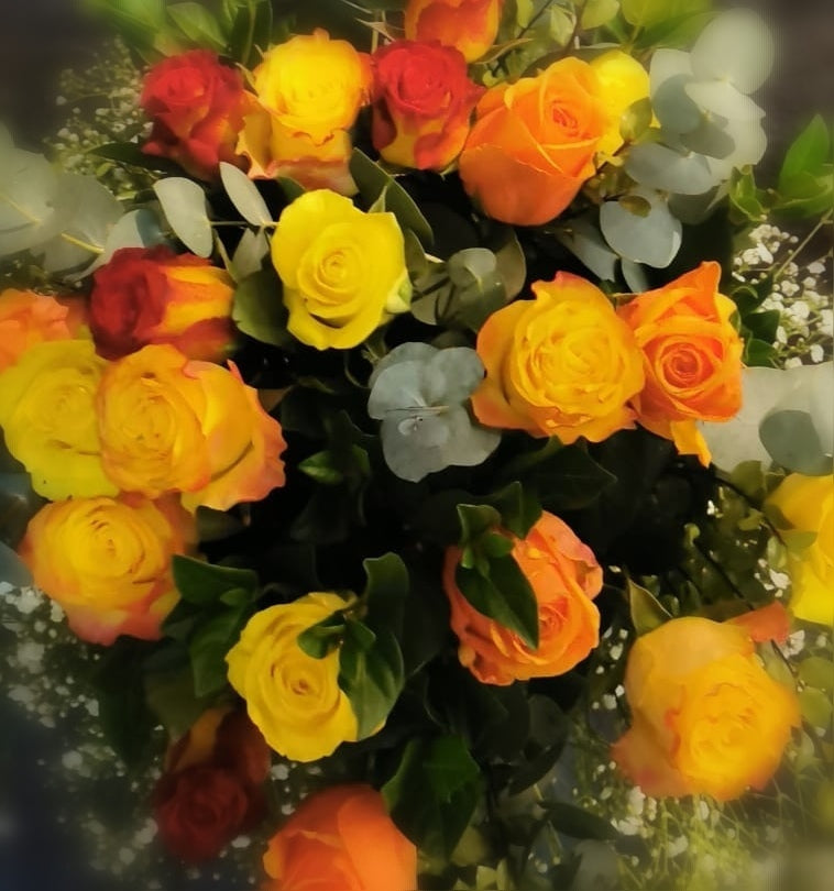 Classic Orange Coloured Rose Bunch