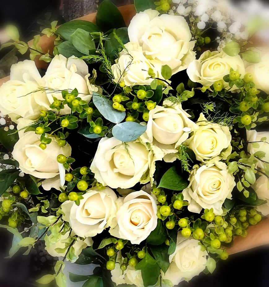 White/Cream Coloured Rose Hostess Bunch