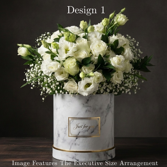Hat box Roses  - White Rose Hat Box