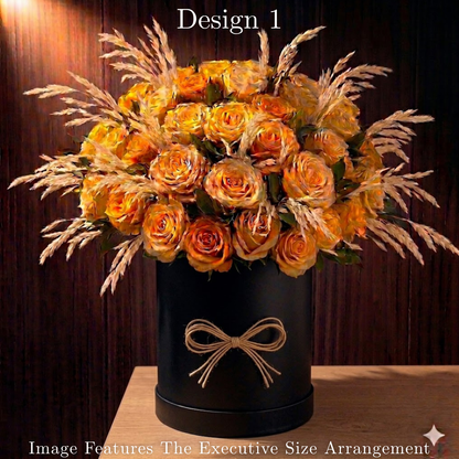 Hat Box Roses - Orange Coloured Hat Boxes