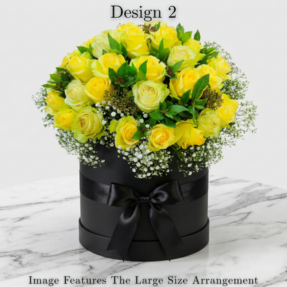 Hat Box Roses - Yellow Coloured Rose Hat Boxes