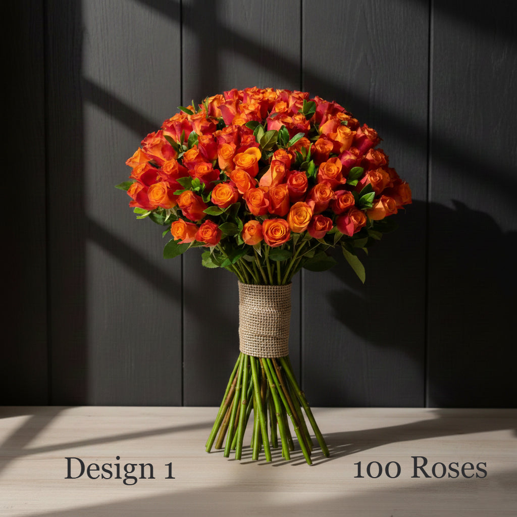 Rose Bunches - Orange Coloured Rose Bunches - Classic