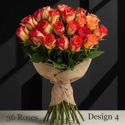 Rose Bunches - Orange Coloured Rose Bunches - Classic