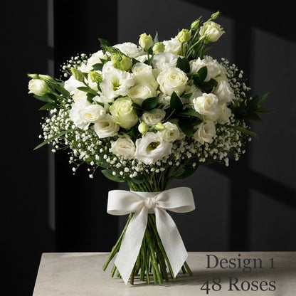 Rose Bunches - White Cream Coloured Rose Bunches - Classic