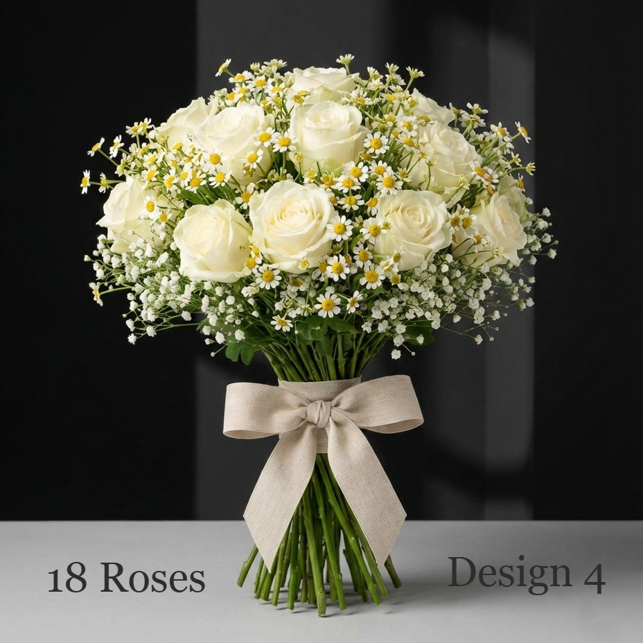 Rose Bunches - White Cream Coloured Rose Bunches - Classic