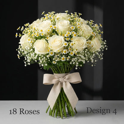 Rose Bunches - White Cream Coloured Rose Bunches - Classic