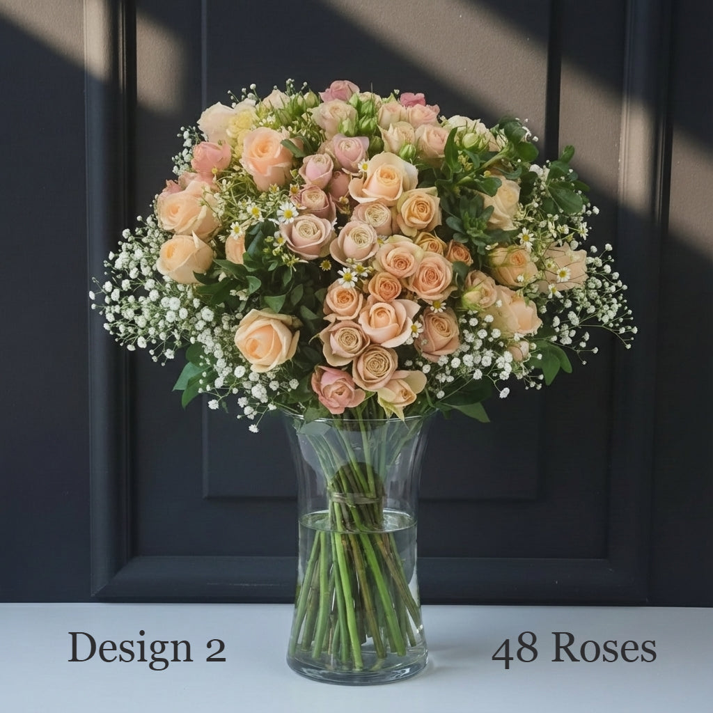 Rose Bunches - Peach Apricot Coral Rose Bunches - Classic