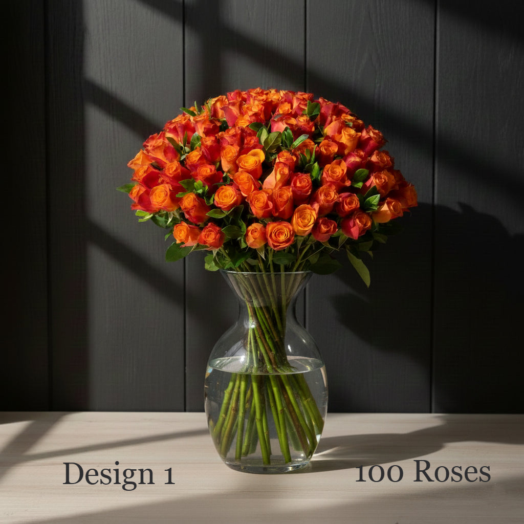 Rose Bunches - Orange Coloured Rose Bunches - Classic