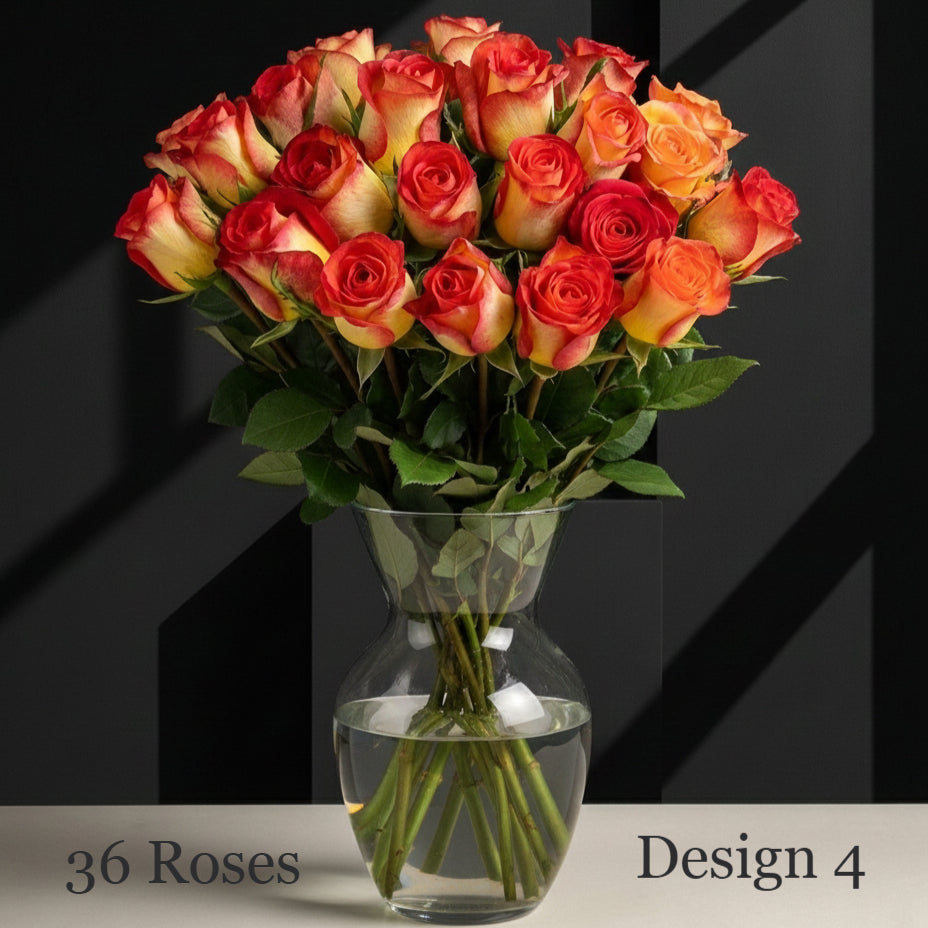 Rose Bunches - Orange Coloured Rose Bunches - Classic
