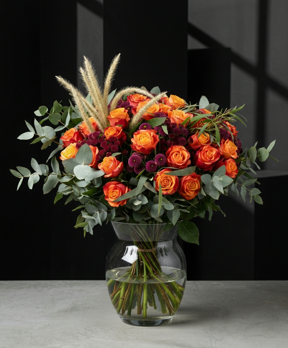 Rose Bunches - Orange Coloured Rose Bunches - Classic