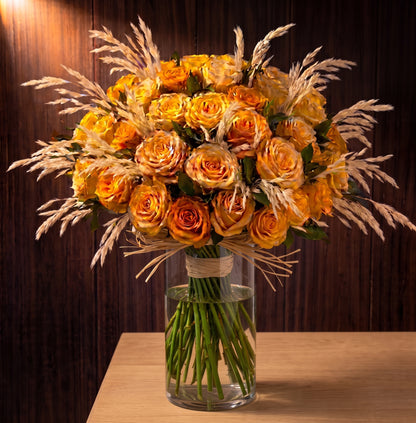 Rose Bunches - Orange Coloured Rose Bunches - Classic