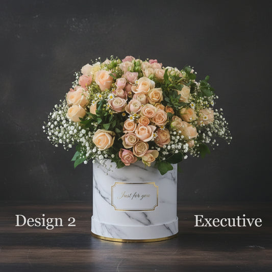 Hat Box Roses - Peach Apricot Coral Rose hat box