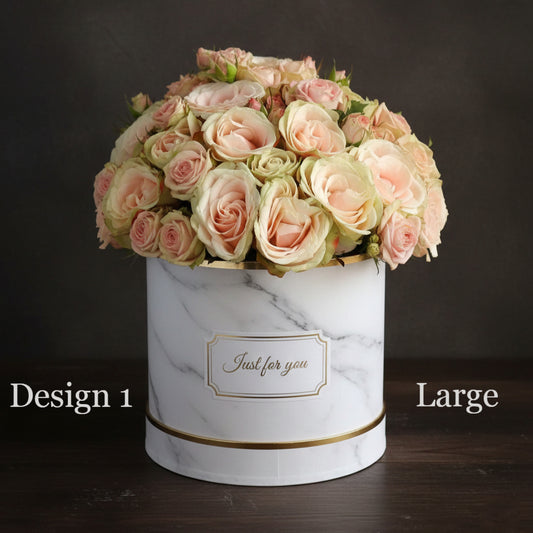 Hat Box Roses - Peach Apricot Coral Rose hat box