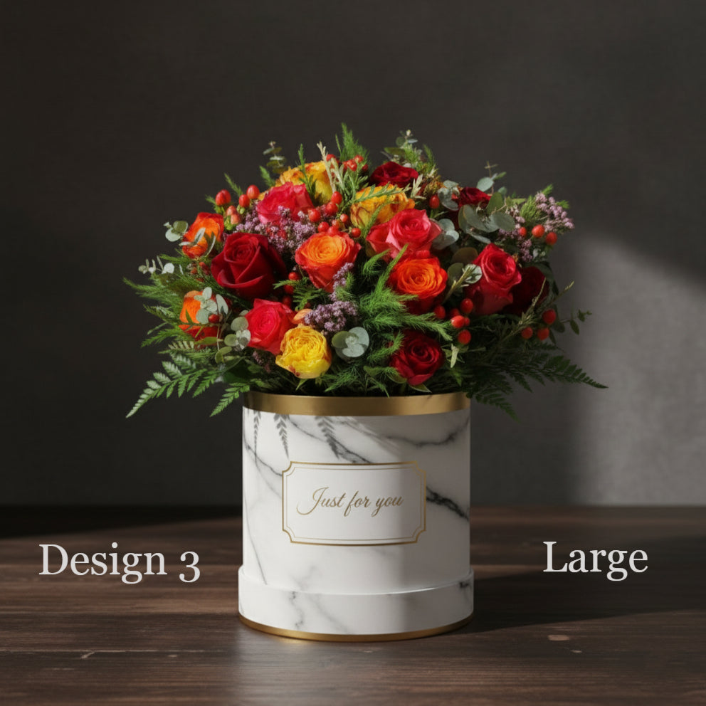 Hat Box Roses - Mixed Coloured Rose Hat Boxes