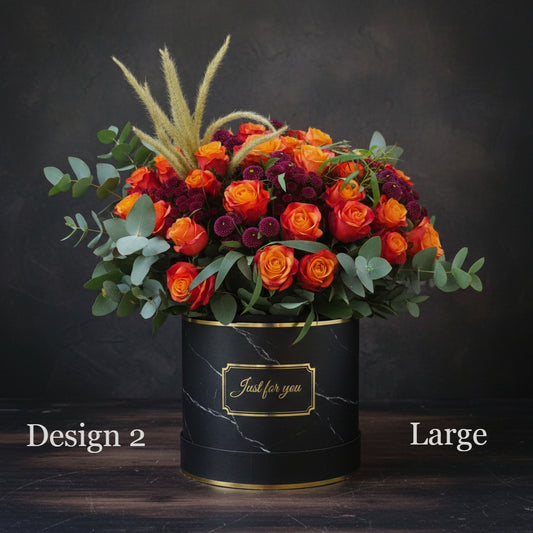 Hat Box Roses - Orange Coloured Hat Boxes