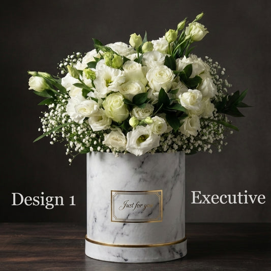 Hat box Roses  - White Rose Hat Box