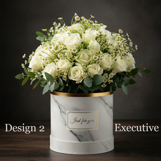 Hat box Roses  - White Rose Hat Box