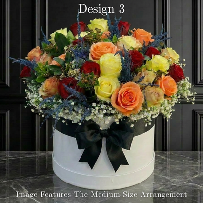 Hat Box Roses - Mixed Coloured Rose Hat Boxes