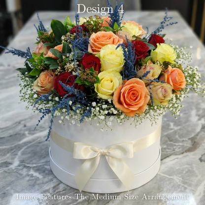 Hat Box Roses - Mixed Coloured Rose Hat Boxes