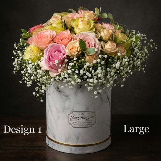 Hat Box Roses - Pink Lavender Lilac Rose hat box