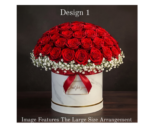 Hat Box Roses - Red Rose Hat Box