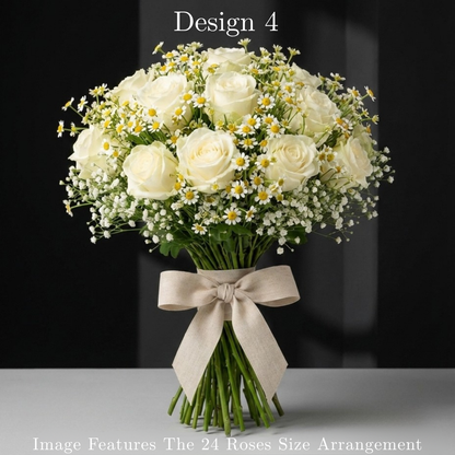 Rose Bunches - White Cream Coloured Rose Bunches - Classic